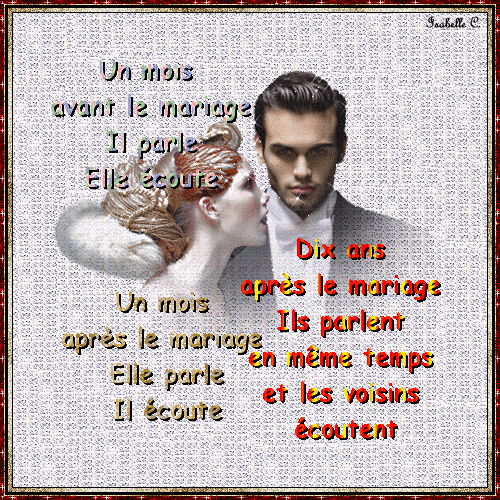 Un mois avant le mariage, il parle, elle écoute.
